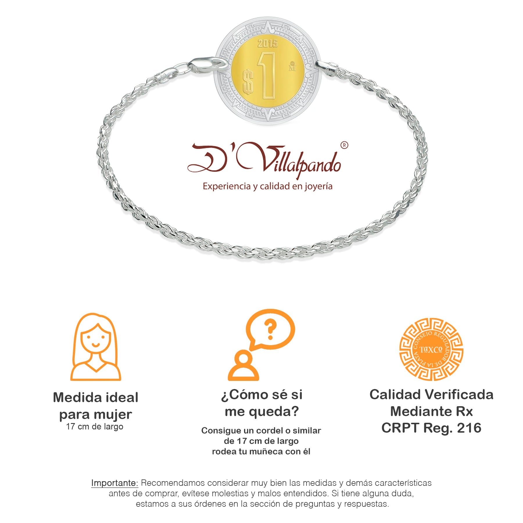 LPPD040 Pulsera Torsal Diam  2 mm x 15.5 cm en Plata Ley .925 1525082547