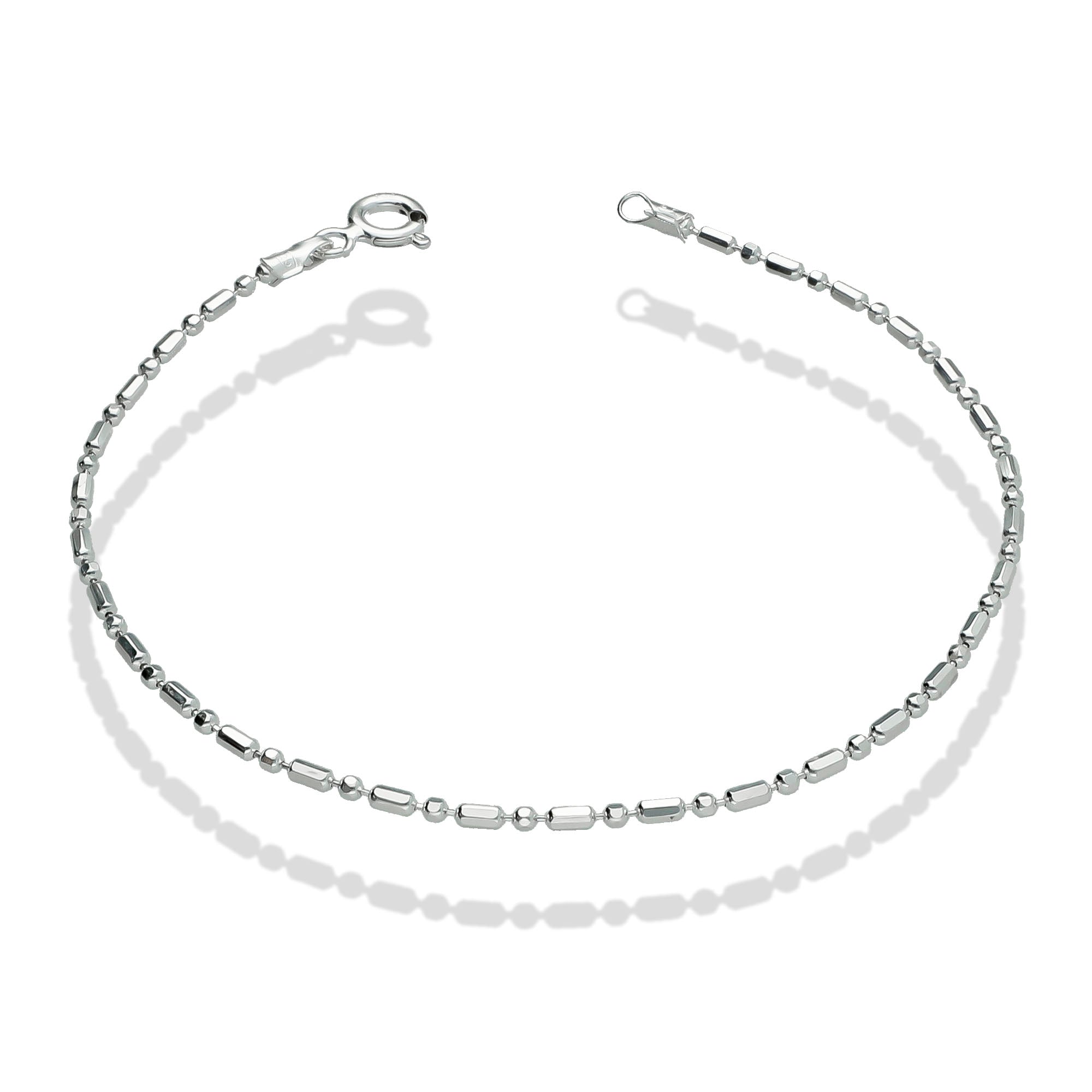 LPPD042 2 Pack Pulsera Popotillo 1X1 1.5 mm x 18 cm en Plata Ley .925 1526130717