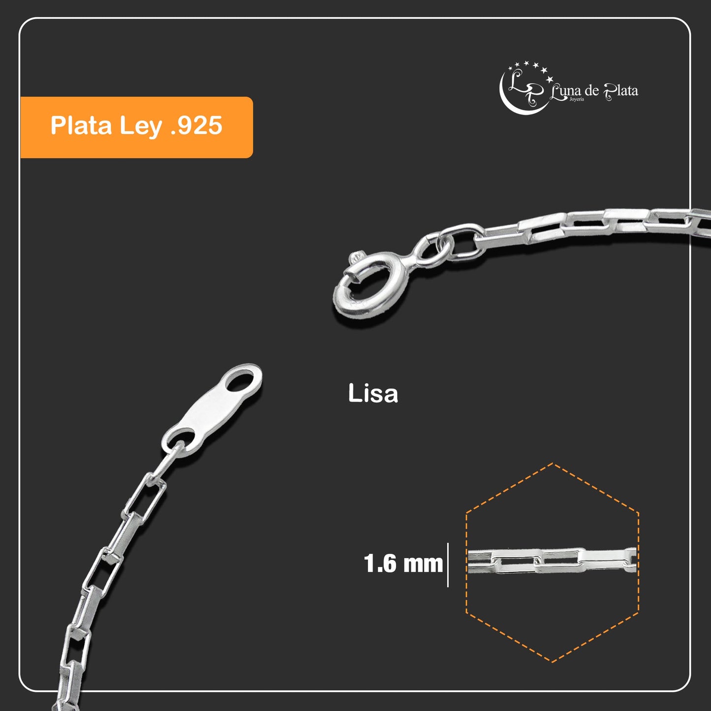 LPPD045 Pulsera Lunga 1.6 mm x 18 cm en Plata Ley .925 1527131453