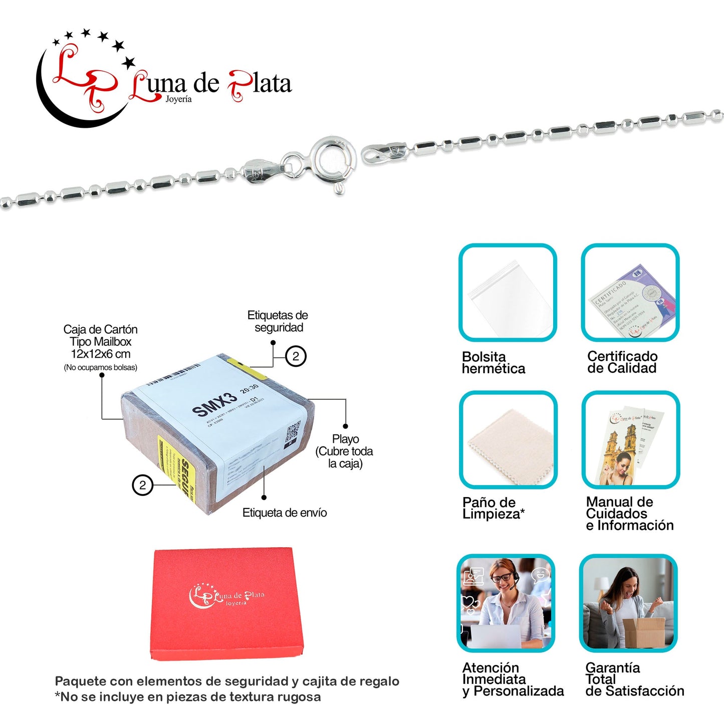 LPPD047 2 pack Pulsera Bolitas Diam 1.5 mm x 18 cm en Plata Ley.925 1528524504