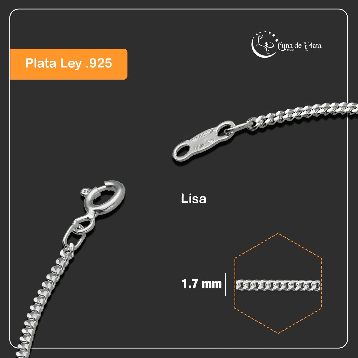 LPPD056 2 Pack Pulsera Cubana 1.7 mm x 18 cm en Plata Ley.925 1537970038