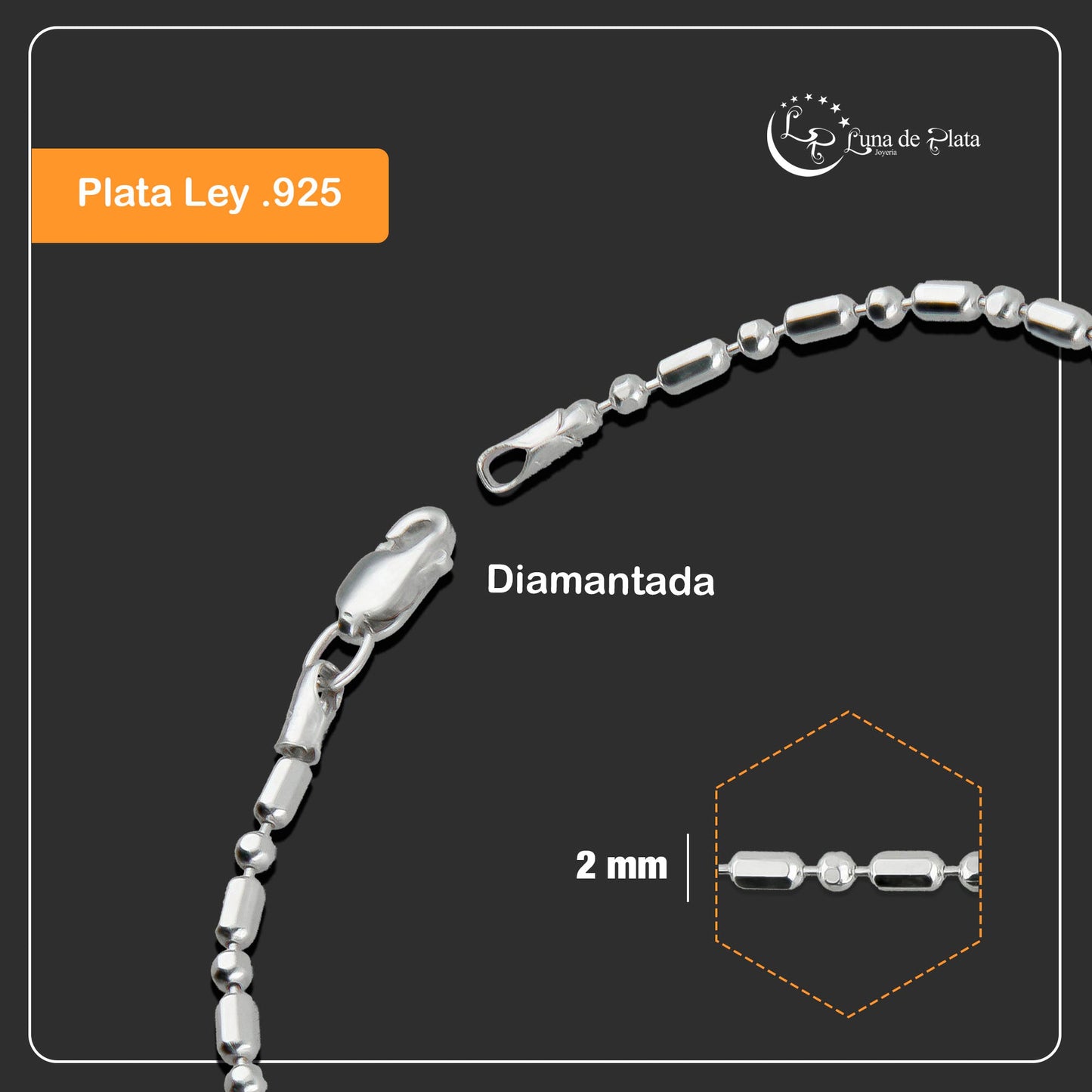 LPPD070 Pulsera Popotillo Diamantado Plata Ley .925 1688686658