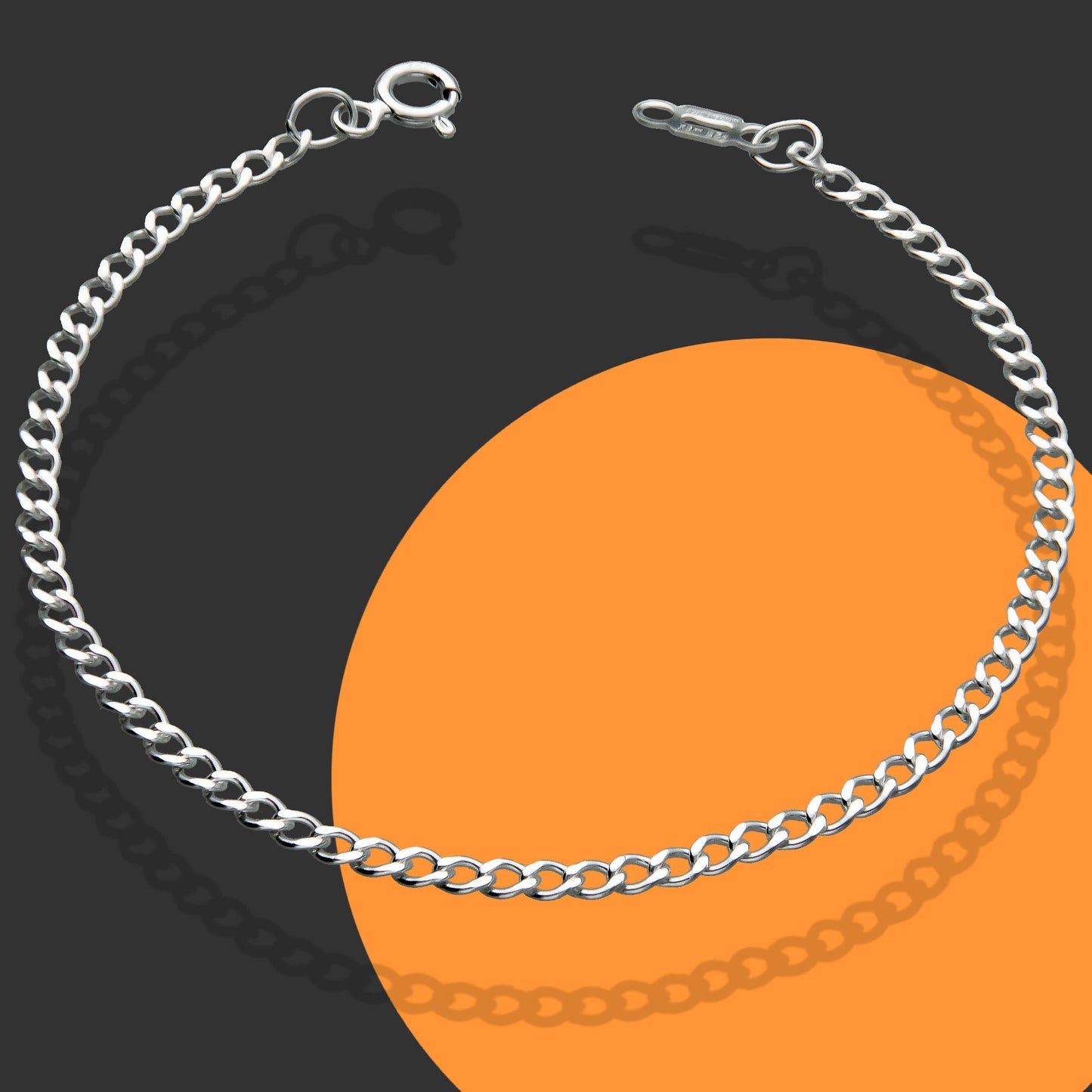 LPPD081 Pulsera Figaro Lisa 2.8 mm x 18 cm Plata Ley .925 1700657105