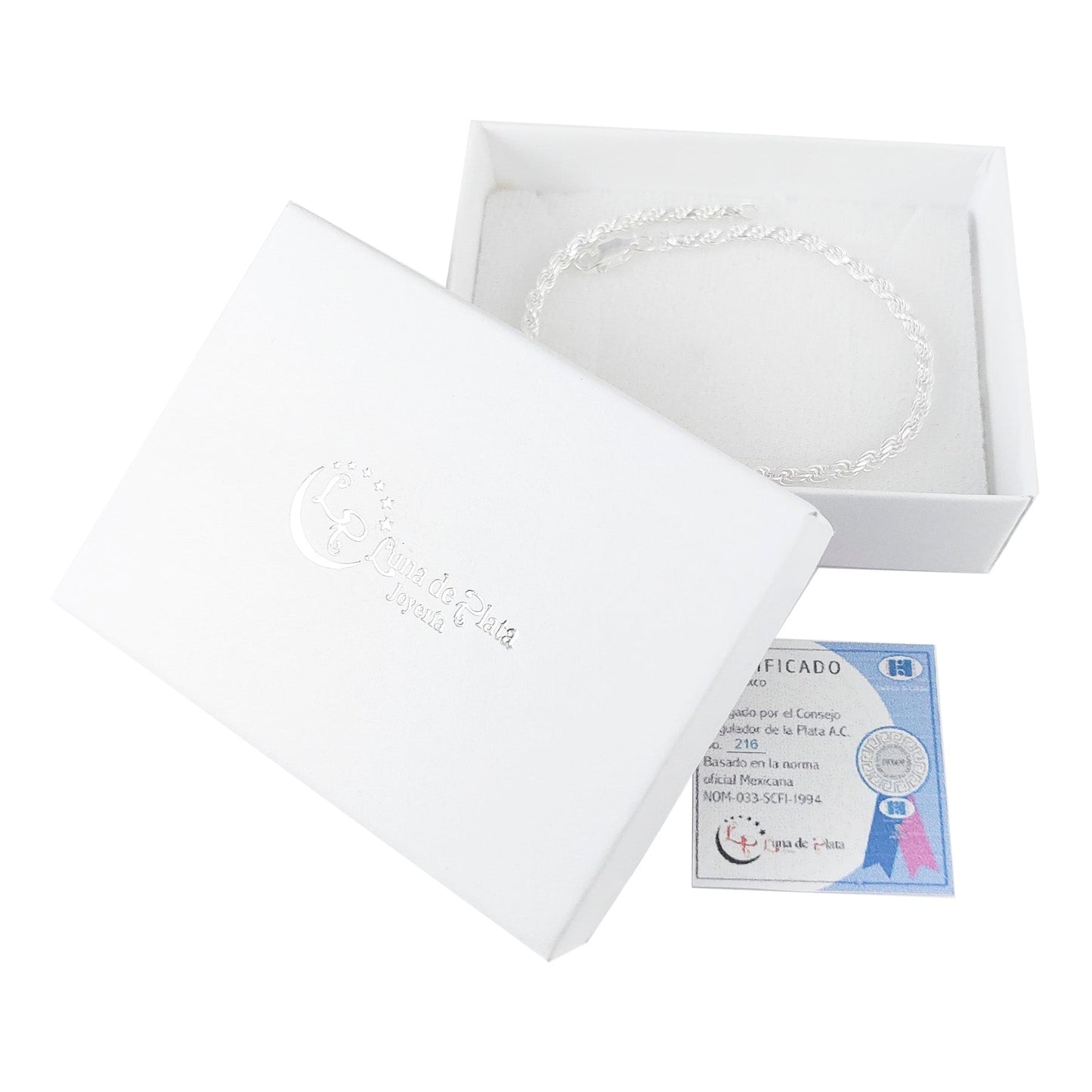 LPPD084 Pulsera Torsal Diam 3 mm x 19 cm en Plata Ley .925 1889205673