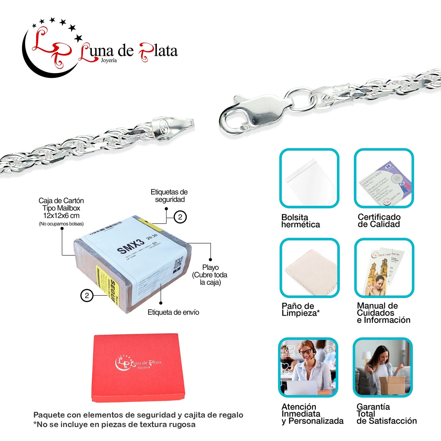 LPPD084 Pulsera Torsal Diam 3 mm x 19 cm en Plata Ley .925 1889205673