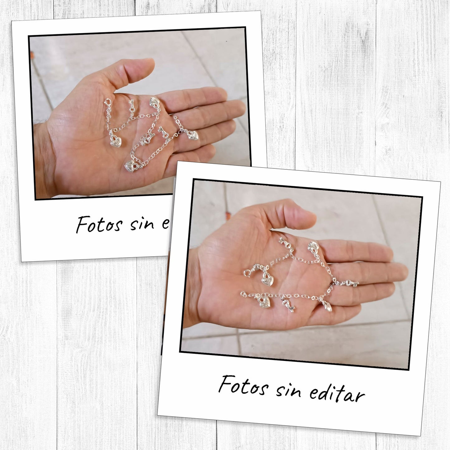 LPPD088 Pulsera Colgantes Llave y Corazón 3D en Plata Ley .925 2962301320