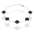 LPPD119 Pulsera Dama Mod 5 Trébol Negro 1.2 cm Ajustable de 18 a 21 cm en Plata .925