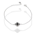 LPPD124 Pulsera Dama Mod 1 Trébol Negro 1.1 cm Ajustable de 16.5 a 19 cm en Plata .925