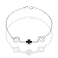 LPPD125 Pulsera Dama Mod 1 Trébol Negro y 2 Calados 1 cm x 19 cm en Plata .925