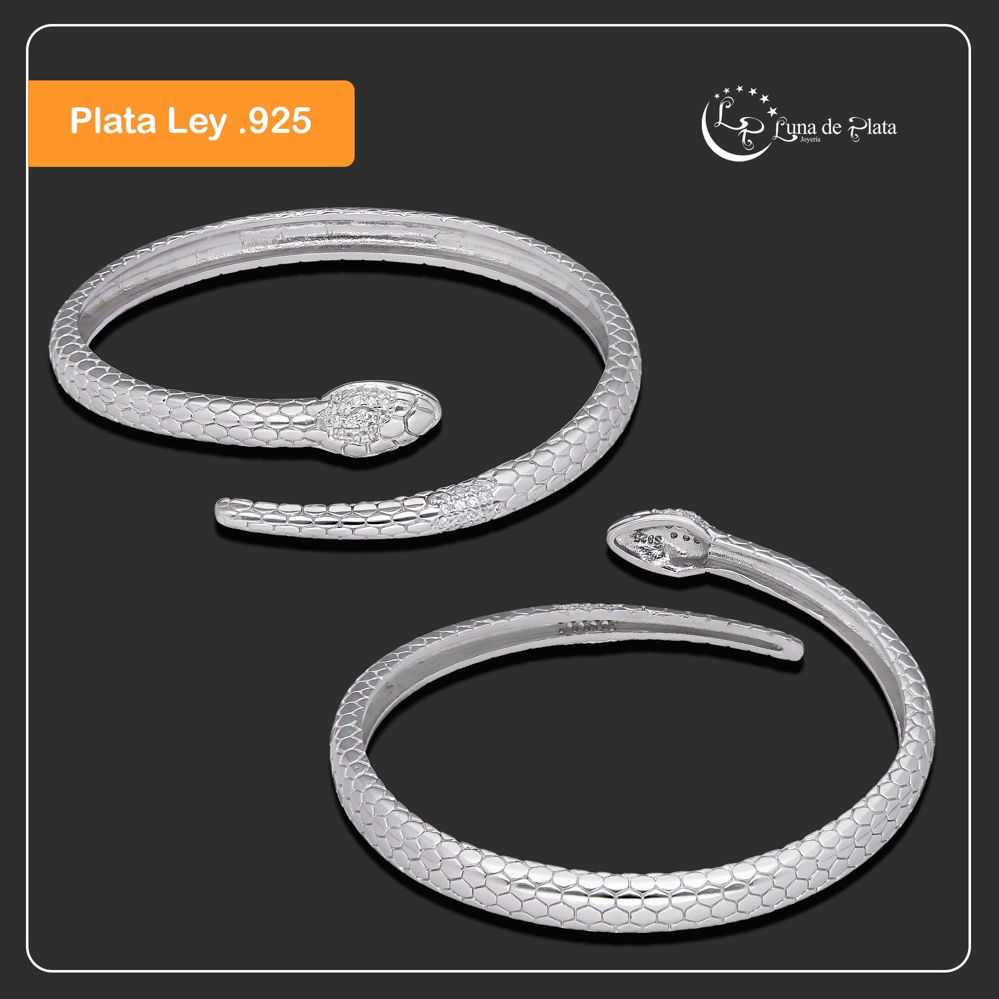 LPPD131 Pulsera Brazalete Dama Mod Serpiente en Plata .925