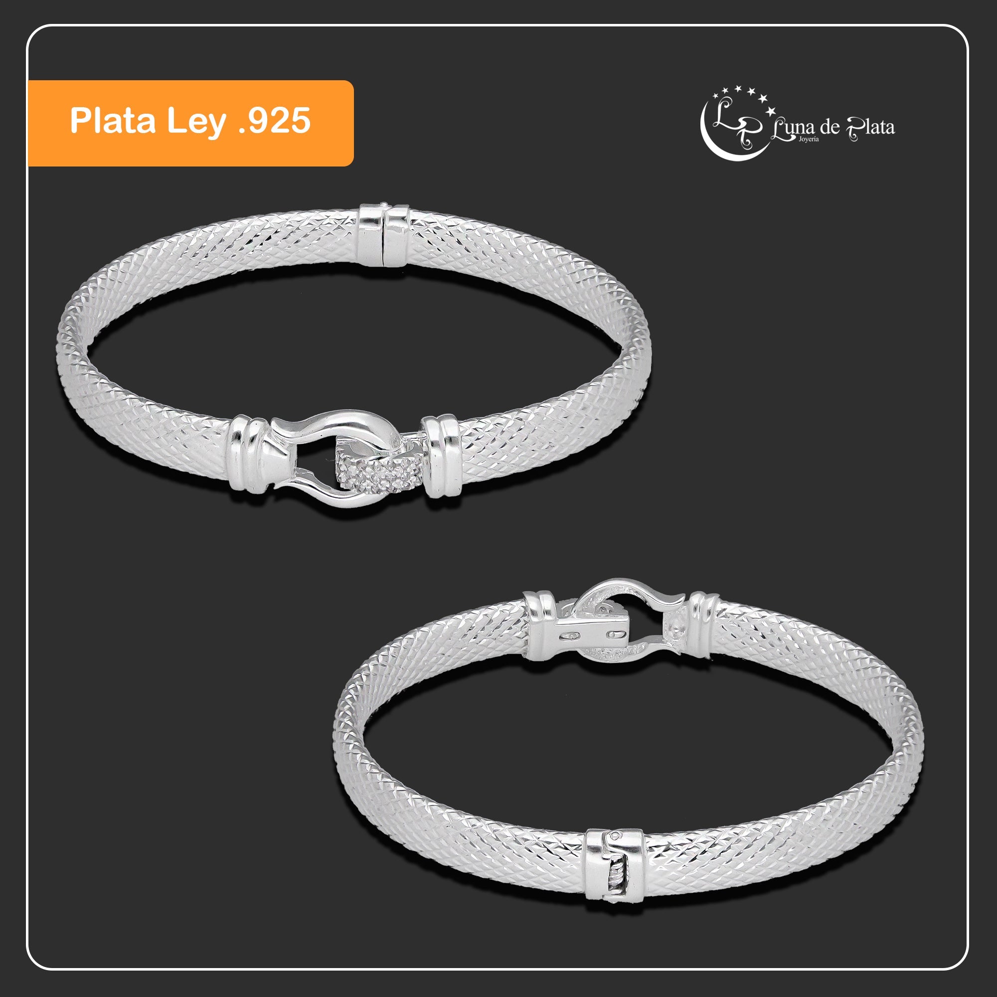 LPPD132 Pulsera Brazalete Dama Mod Belt Super Diamantada en Plata .925