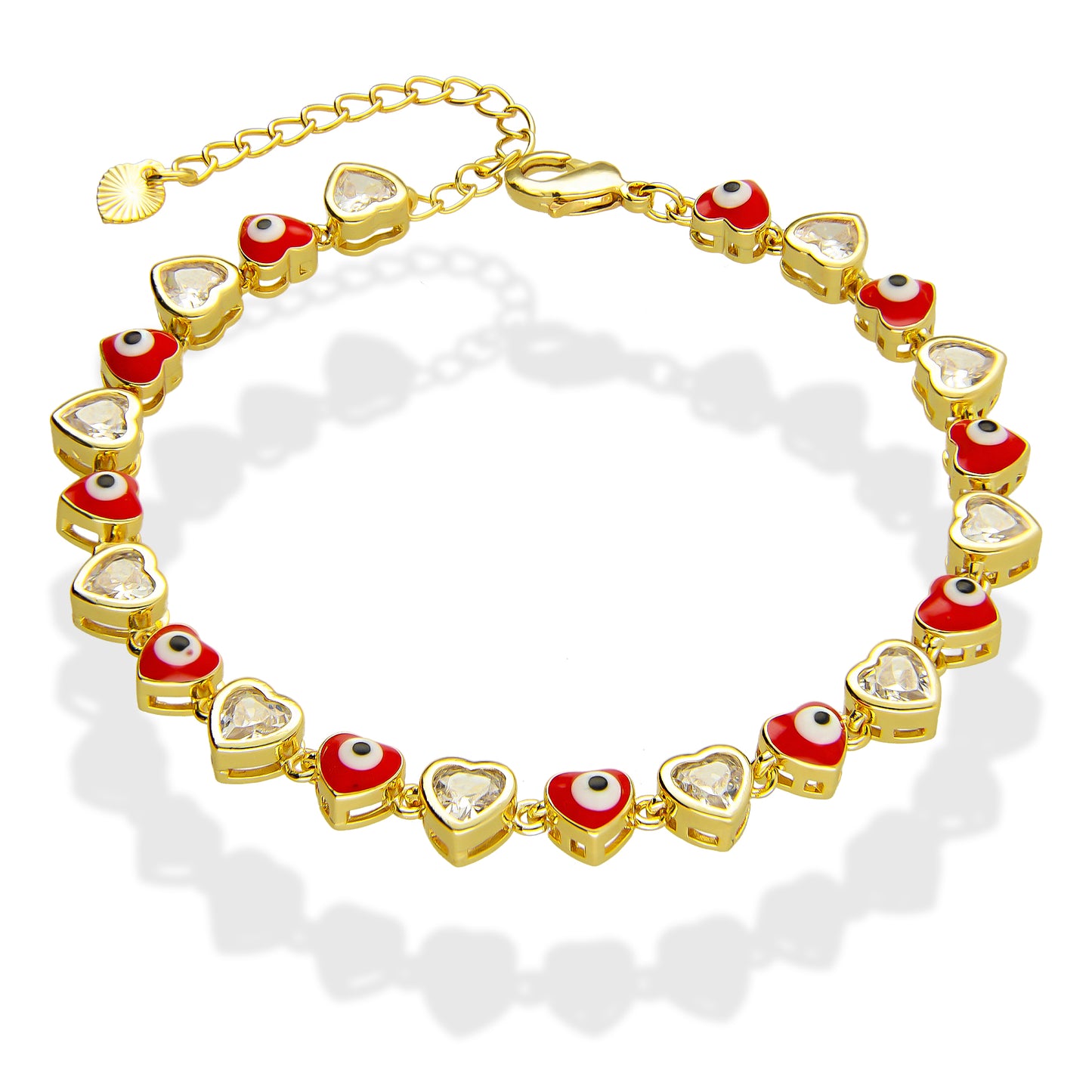 LPPG008 Pulsera Ajustable Ojitos Corazones Oro Laminado 18 K 2146432059