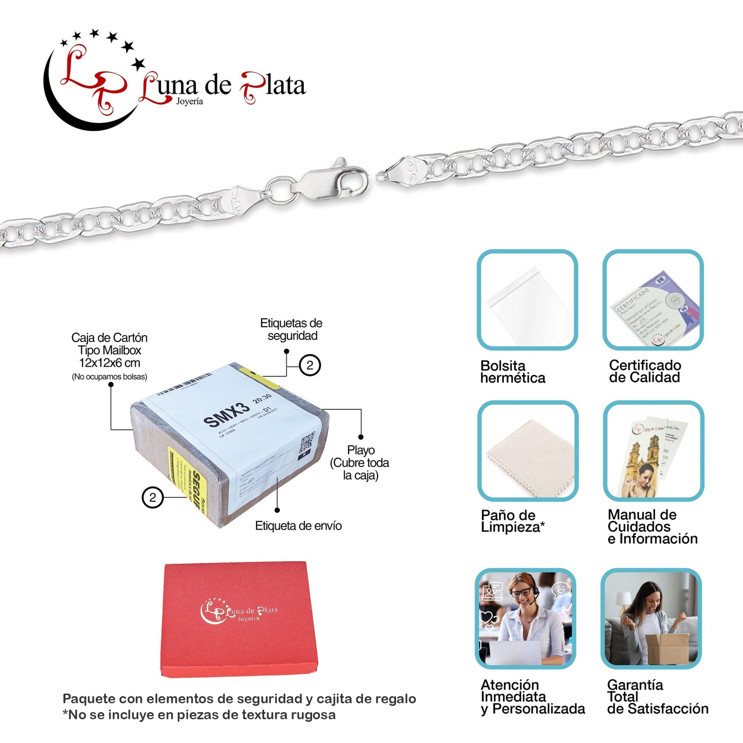 LPPN004 Esclava Gusi Colgante San Benito Grabado Laser 16 Cm de Largo Plata .925