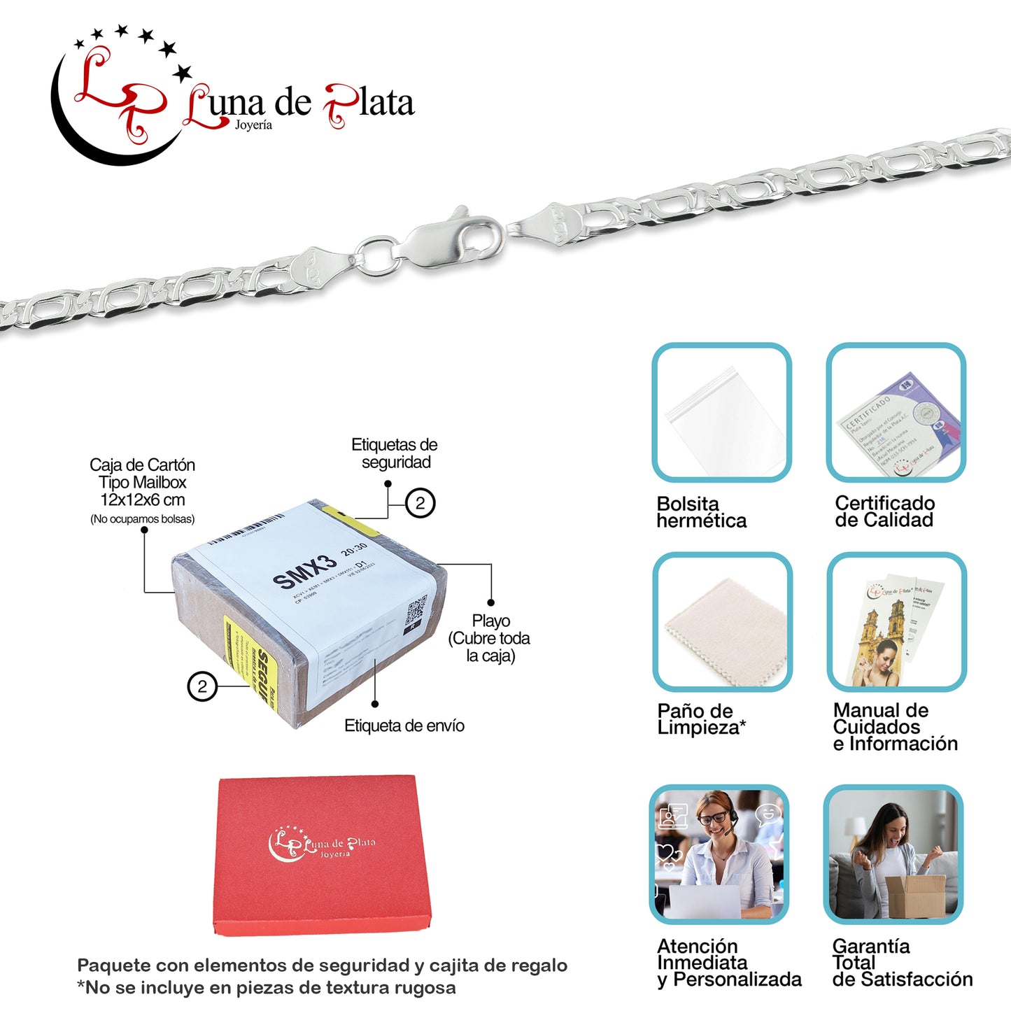 LPPN022 Esclava Pequeña 16 cm Tejido Egipcio en Plata Ley .925 2120457579