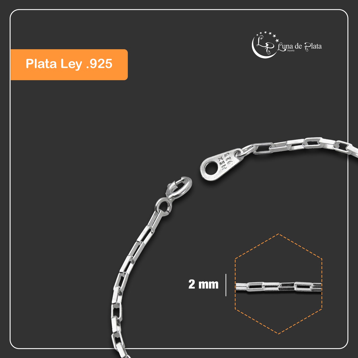 LPPN028-15 Pulsera Mod Lunga 15 cm x 2 mm en Plata Ley .925 2126523315