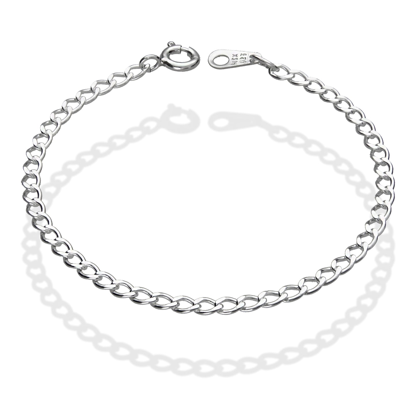 LPPN029-16 Pulsera Mod Cubana Ame Lisa 16 cm x 2.9 mm en Plata Ley .925 3326543566