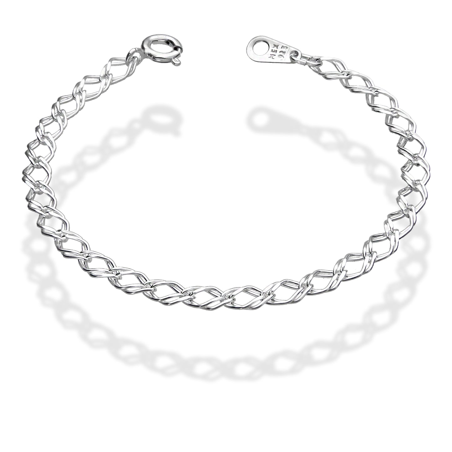 LPPN033-16 Pulsera Mod Doble Rombo 16 cm x 4 mm en Plata Ley .925 3325021978