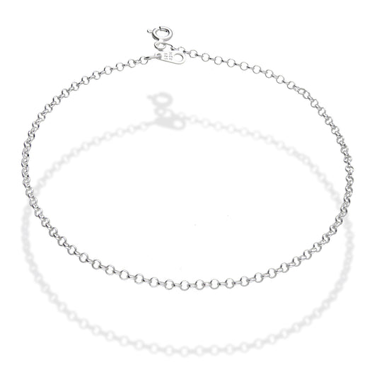 LPTB021 Pulsera Tobillera Rolo 2mm 25 cm Plata .925 Taxco 2100047189