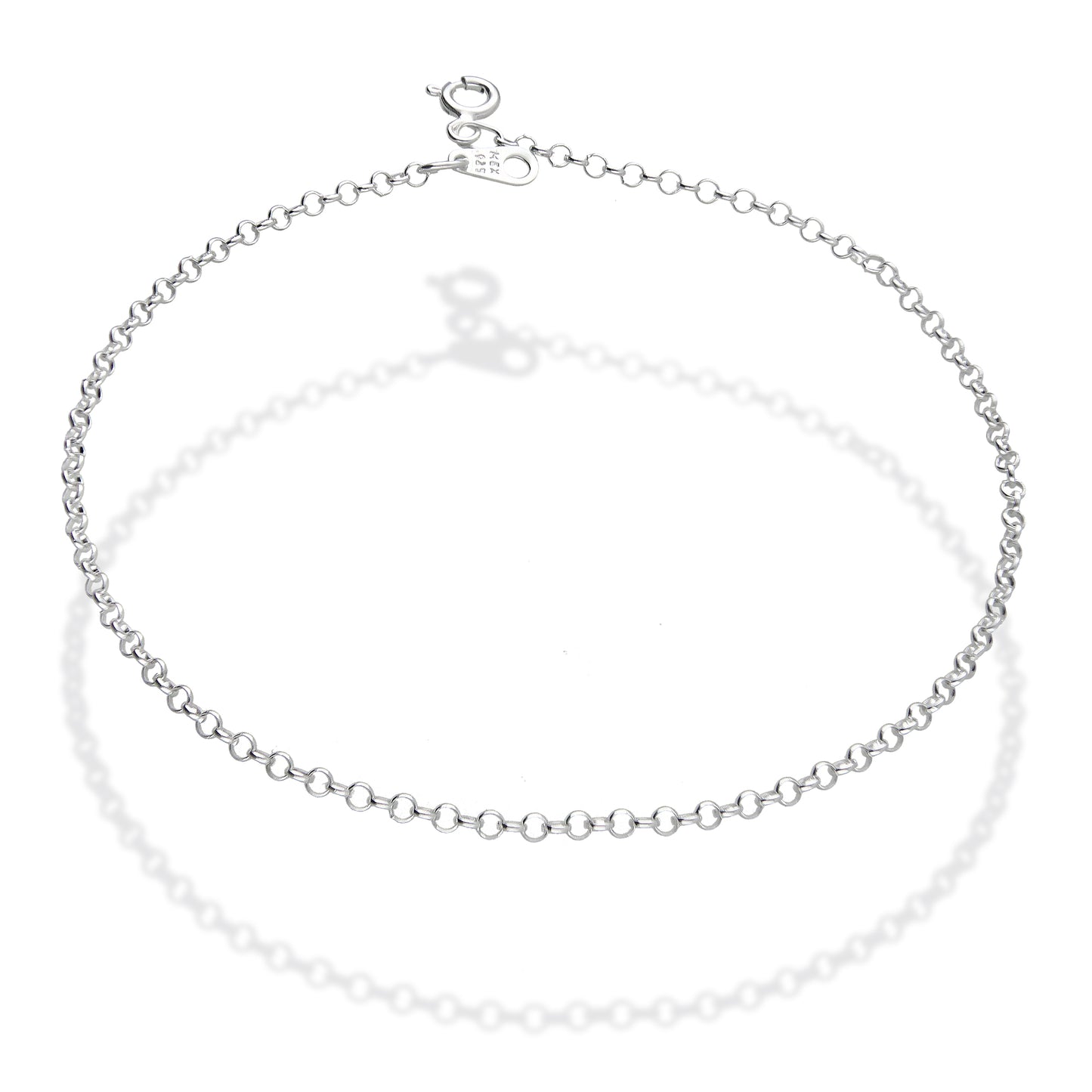 LPTB022 Pulsera Tobillera Rolo 2mm 27 cm Plata .925 Taxco 2100123547