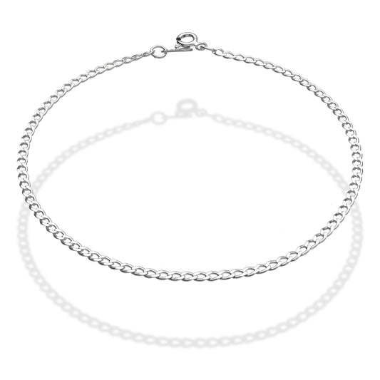 LPTB029 Pulsera Tobillera Cubaname Lisa 2.7mm 25 cm Plata .925 Taxco 2100131323