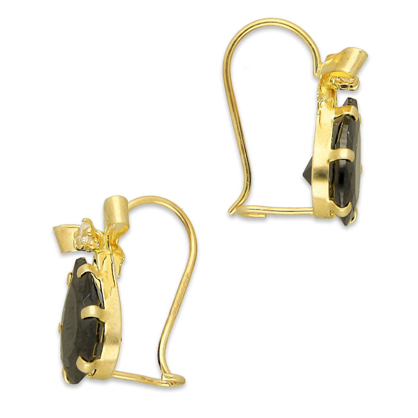 MR10AR021 Arete Arillo Oro Sólido 10K Modelo Moño con Gota Colgante Negro 1.6 cm de Diámetro