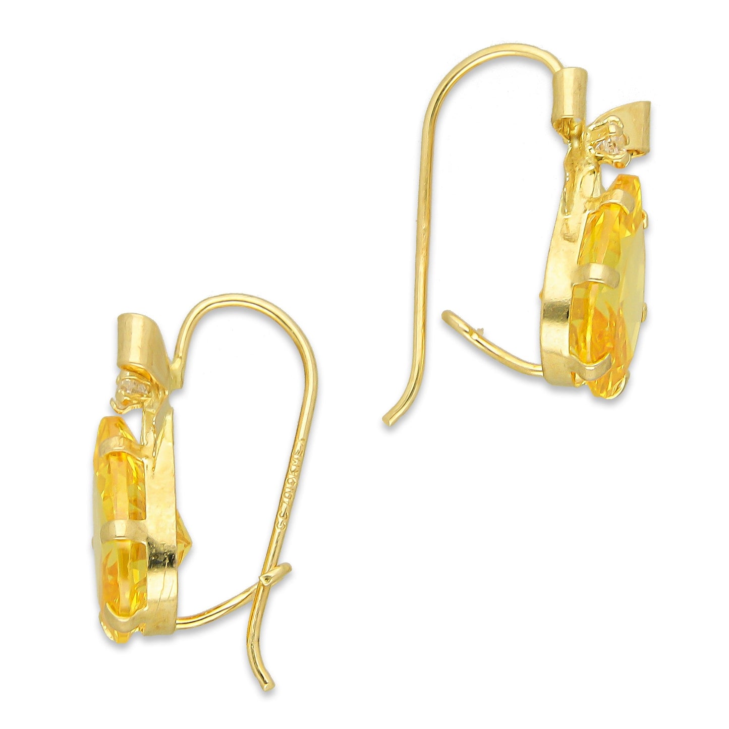 MR10AR022 Arete Arillo Oro Sólido 10K Modelo Moño con Gota Colgante Amarillo 1.6 cm de Diámetro