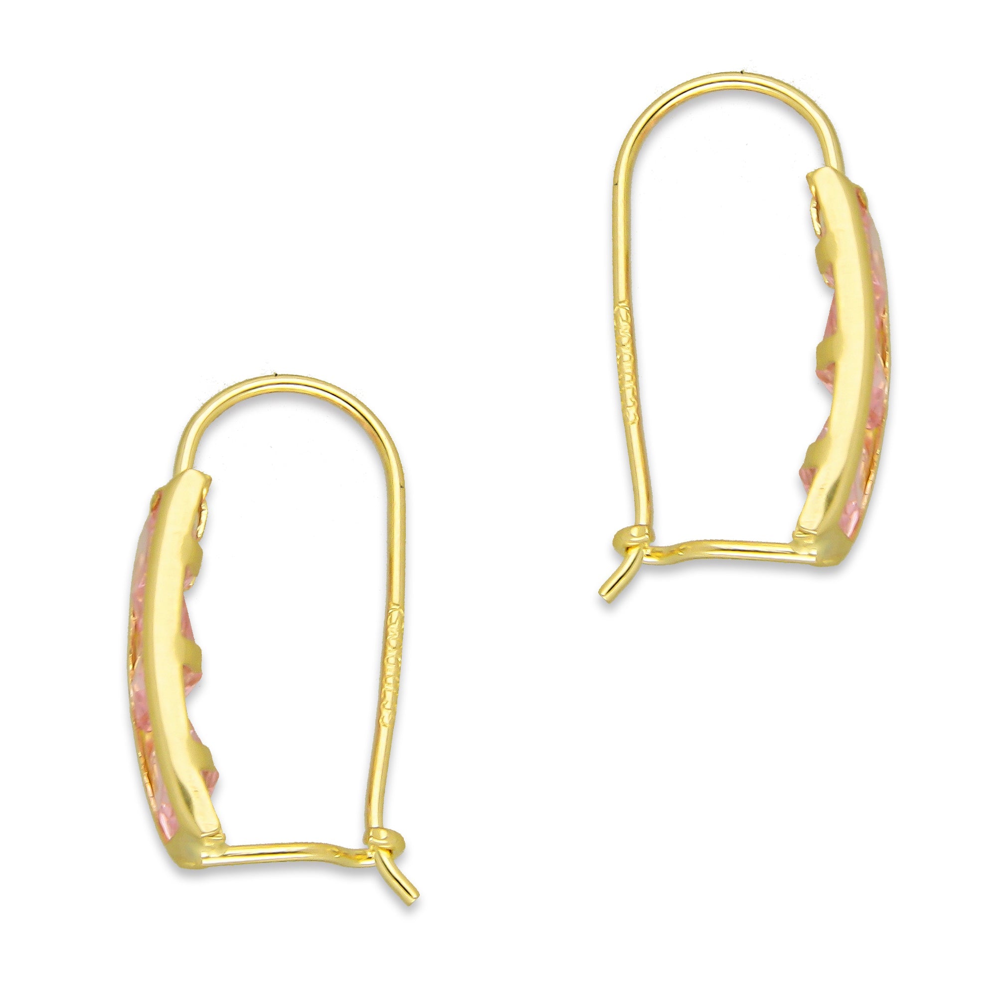 MR10AR029 Arete Arillo Oro Sólido 10K Modelo Semaforo Rosa Diámetro 1.7 cm