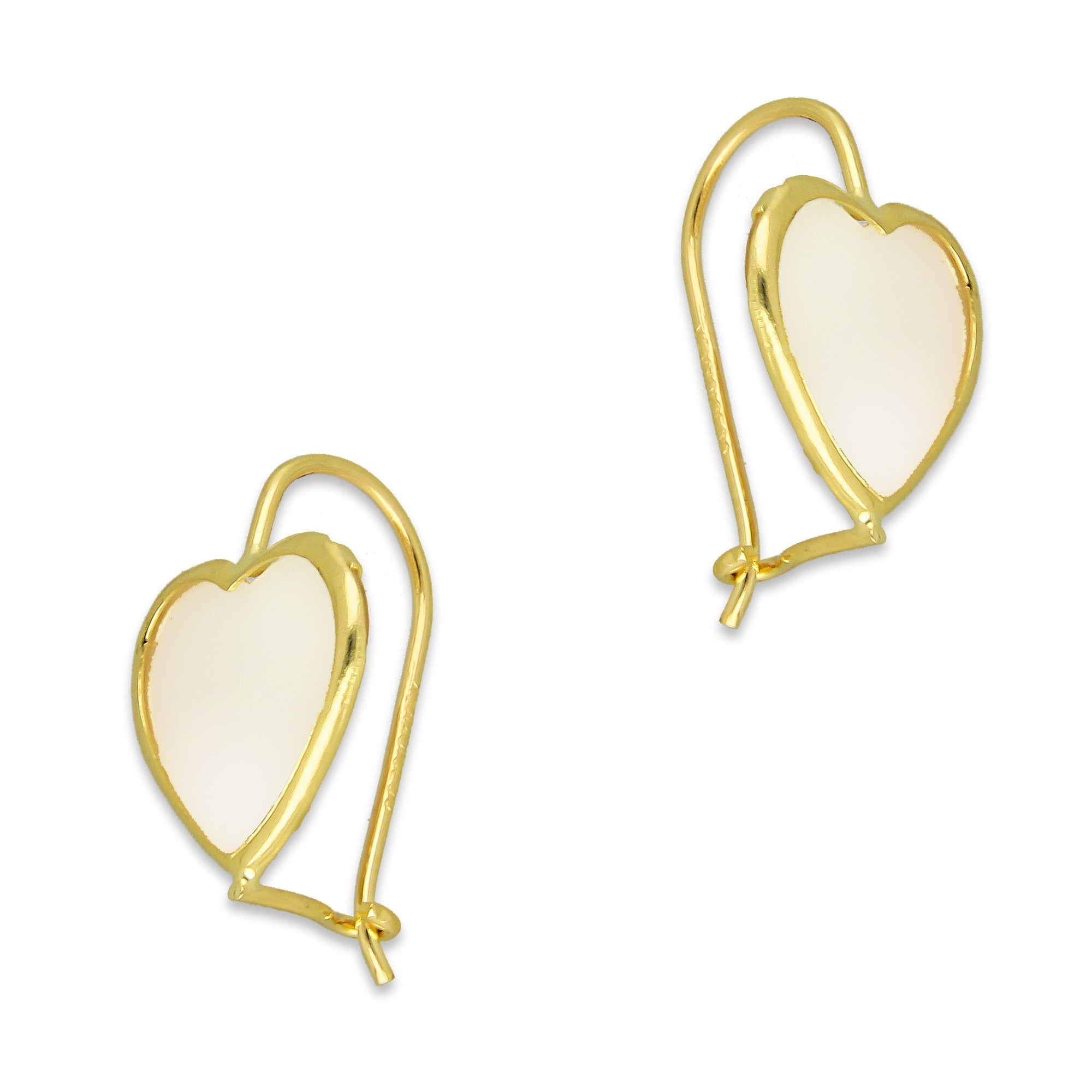 MR10AR030 Arete Arillo Oro Sólido 10K Modelo Corazón Piedra Blanca con Bisel Diámetro 1.5. cm
