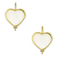 MR10AR030 Arete Arillo Oro Sólido 10K Modelo Corazón Piedra Blanca con Bisel Diámetro 1.5. cm