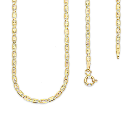 MR10CU031-55 Cadena Oro Sólido 10K Ancla Plana Diamantado Estrella Florentino 2 mm x 55 cm