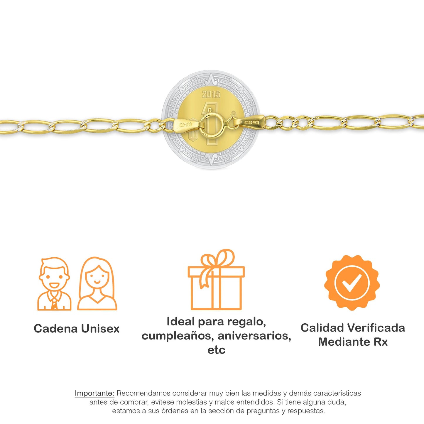 MR10CU032-55 Cadena Oro Sólido 10K Fígaro 10*7 Diamantada 2.7 mm x 55 cm