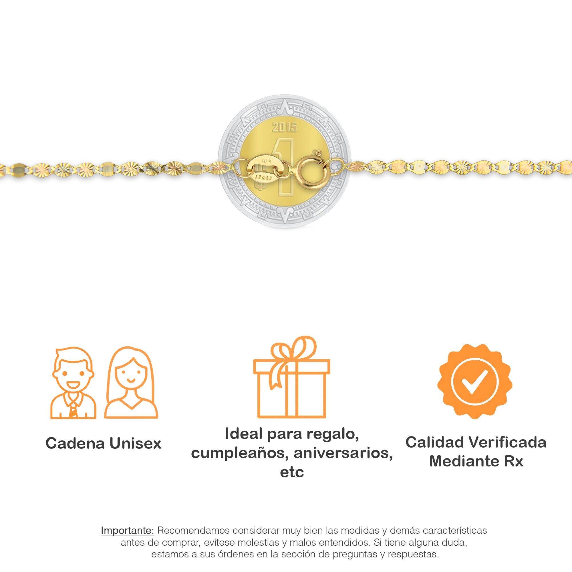 MR10CU037-55 Cadena Oro Sólido 10K Ancla Óvalo Diamantada Florentino 2 mm x 55 cm