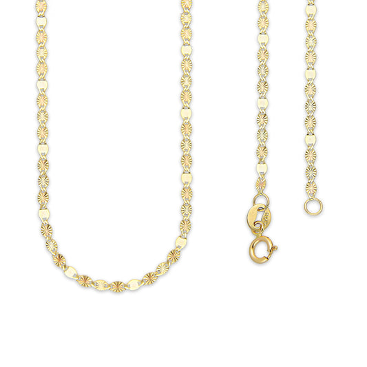 MR10CU037-55 Cadena Oro Sólido 10K Ancla Óvalo Diamantada Florentino 2 mm x 55 cm