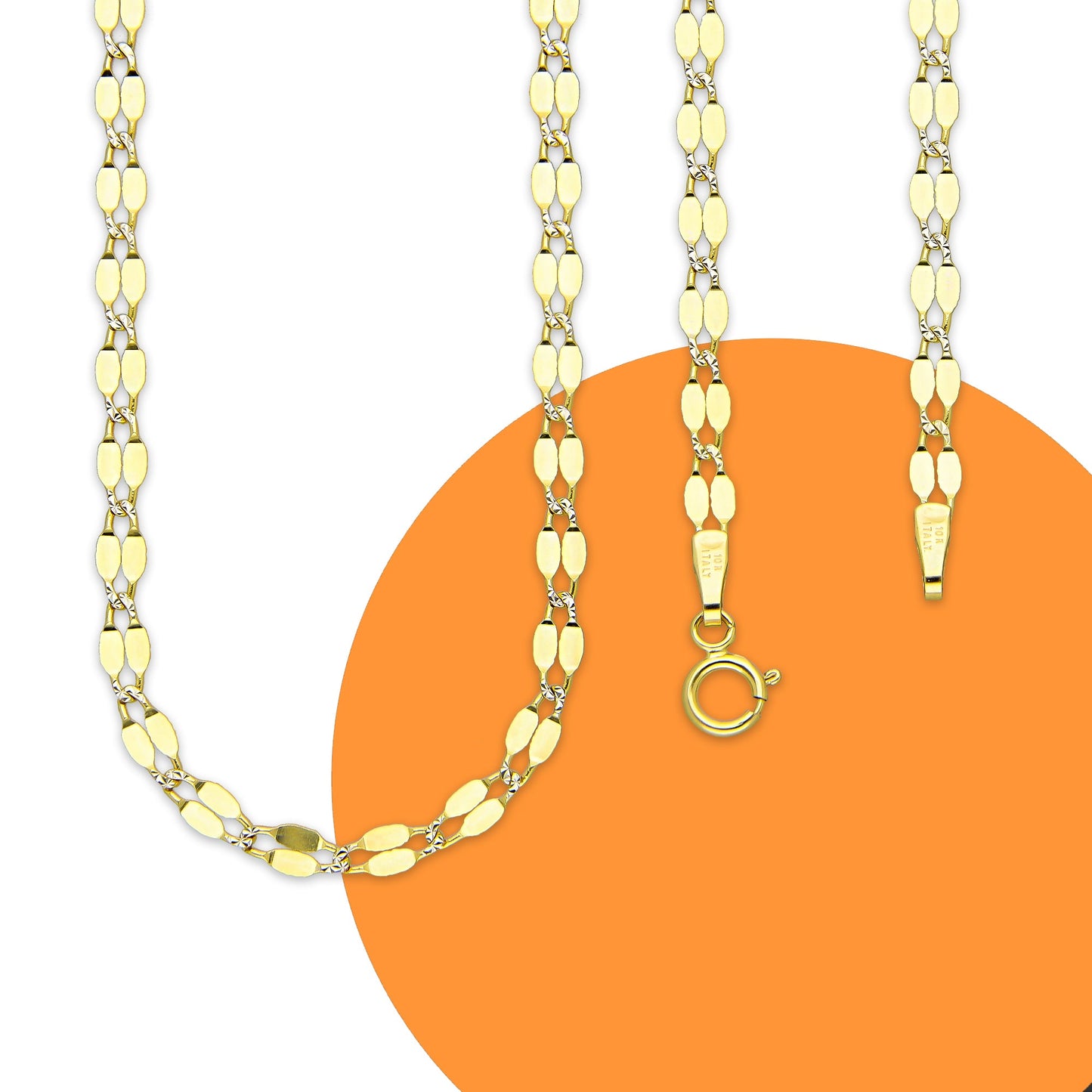 MR10CU038-55 Cadena Oro Sólido 10K Ancla Lisa Forjada Eslabones Largos 3 mm x 55 cm