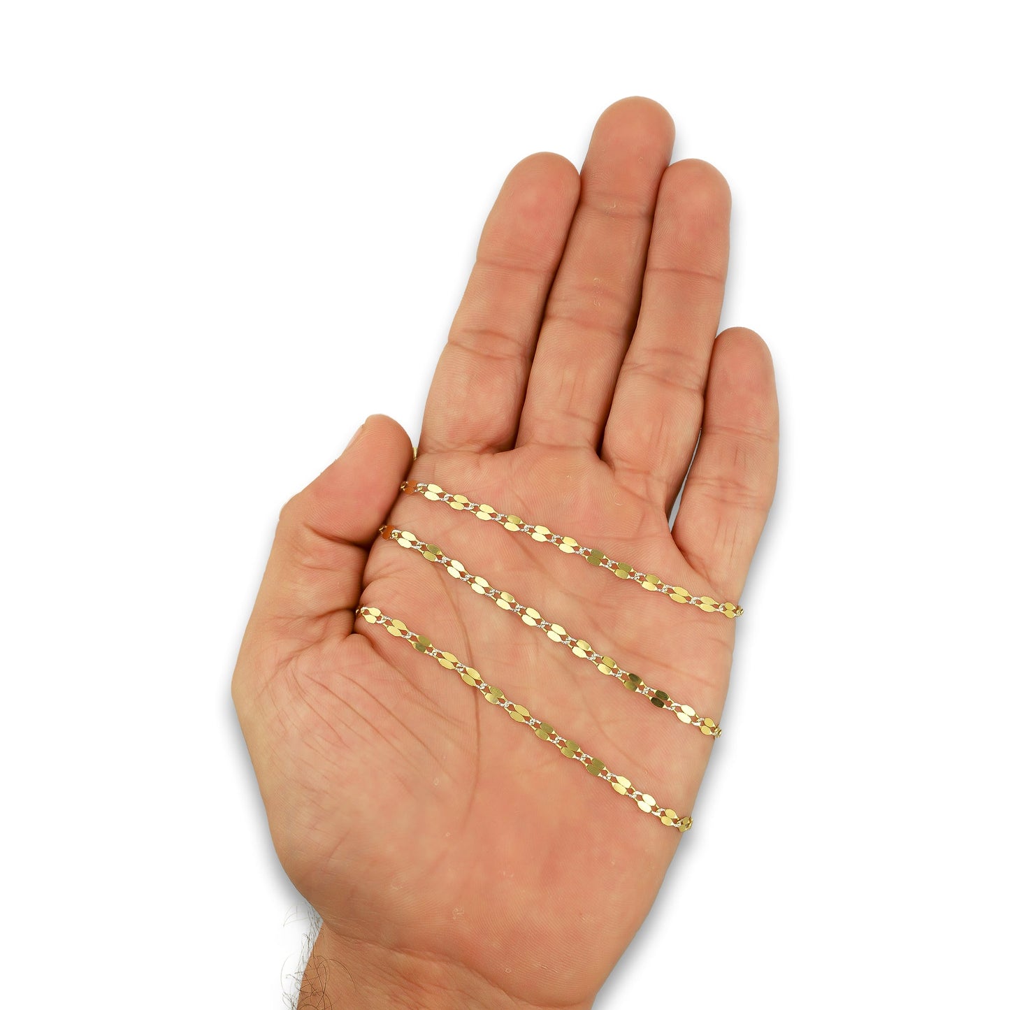 MR10CU038-55 Cadena Oro Sólido 10K Ancla Lisa Forjada Eslabones Largos 3 mm x 55 cm