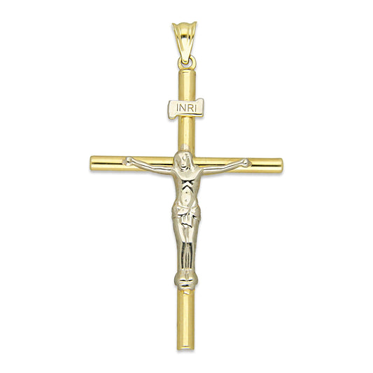 MR10DJ190 Dije Oro Sólido 10K EMF10 Cristo Tubular 2.7 x 4.7 cm