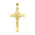 MR10DJ191 Dije Oro Sólido 10K EMF10 Cristo Grande Doble Vista Plana 2.7 cm x 5.2 cm