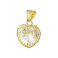 MR10DJ198 Dije Oro Sólido 10K EM Corazón con Bisel Liso Blanco 1.3 cm x 2.2 cm