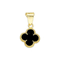 MR10DJ203 Dije Oro Sólido 10K EM Trébol Esmaltado Negro 1 cm x 1.9 cm