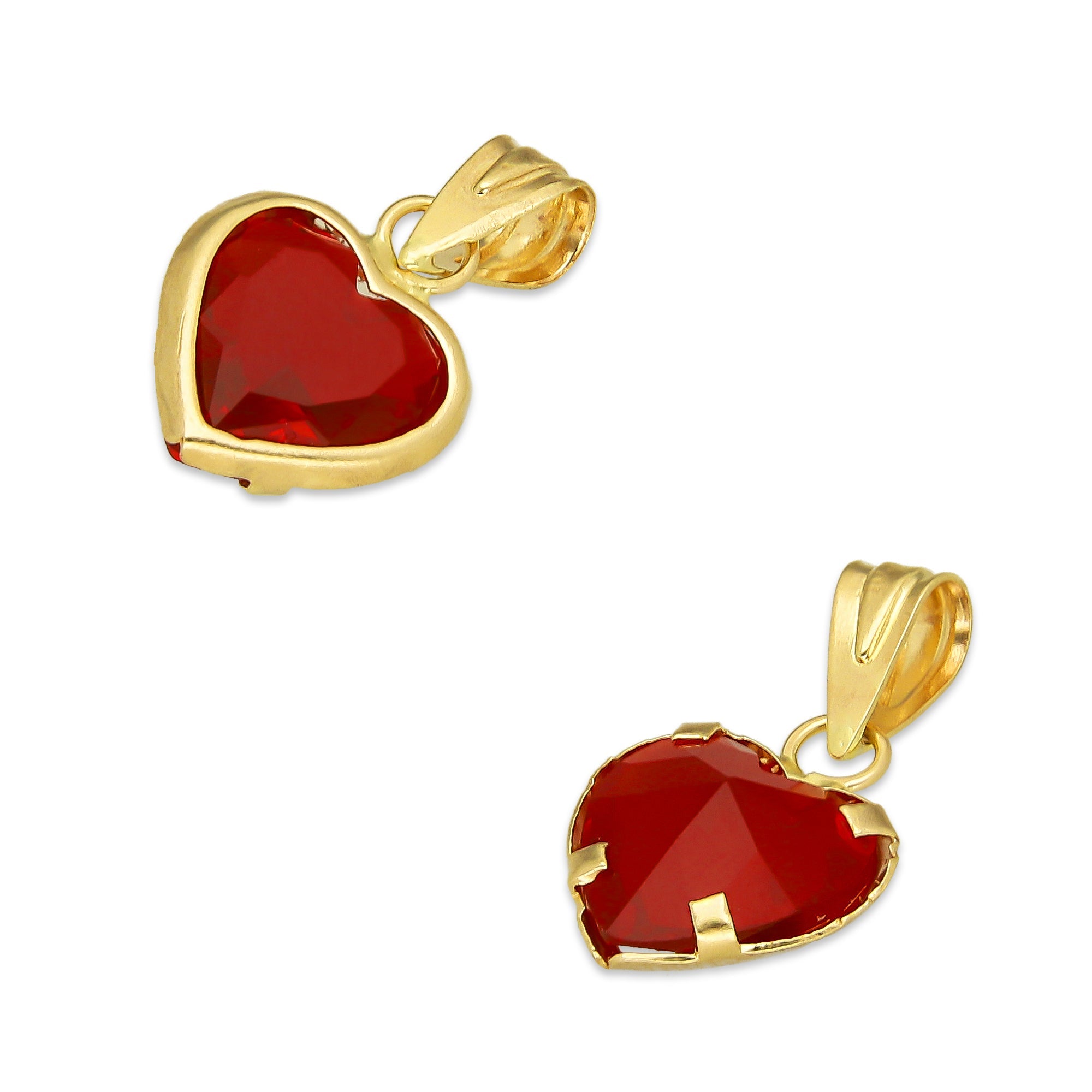 MR10DJ206 Dije Oro Sólido 10K EM Corazón con Bisel Liso Rojo 9 mm x 1.6 cm