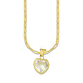 MR10DP103 Cadena Oro Sólido 10K + Dije Oro Sólido 10K EM Corazón con Bisel Liso Blanco 1.3 cm x 2.2 cm
