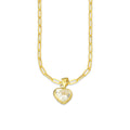 MR10DP109 Cadena Oro Sólido 10K + Dije Oro Sólido 10K EM Corazón con Bisel Liso Blanco 9 mm x 1.6 cm