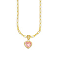 MR10DP110 Cadena Oro Sólido 10K + Dije Oro Sólido 10K EM Corazón con Bisel Liso Rosa 9 mm x 1.6 cm