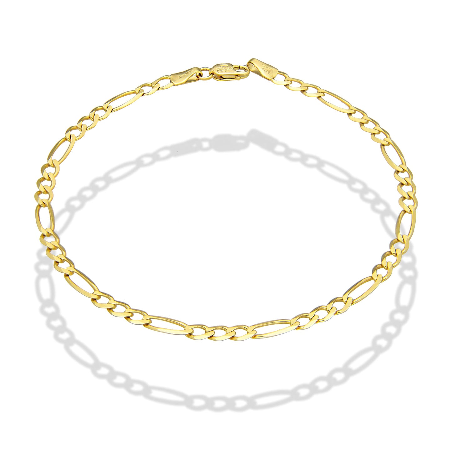 MR10PC043 Pulsera Para Caballero Oro Sólido 10K Mod Figaro 3*1 Lisa 3 mm x 21 cm
