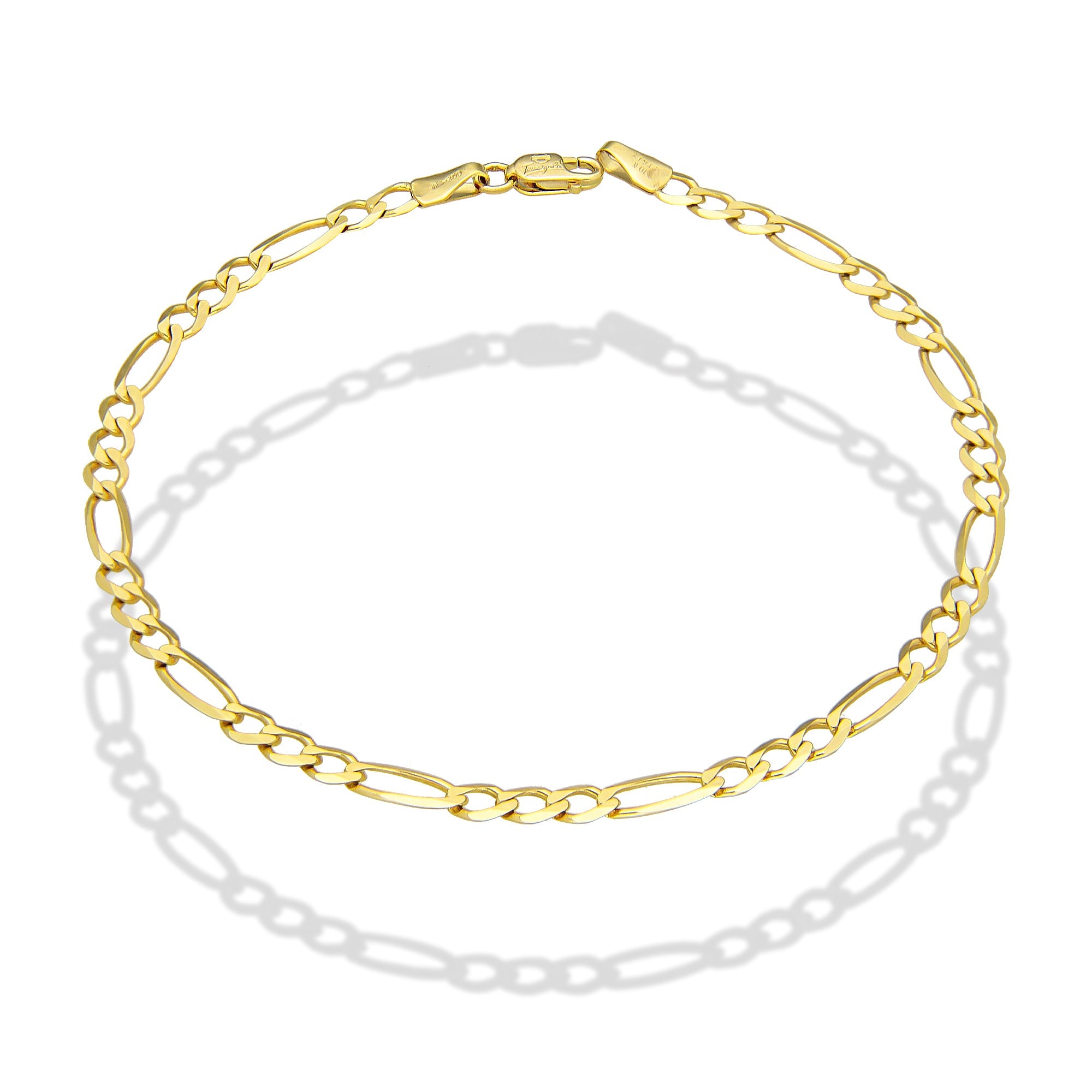 MR10PC043 Pulsera Para Caballero Oro Sólido 10K Mod Figaro 3*1 Lisa 3 mm x 21 cm