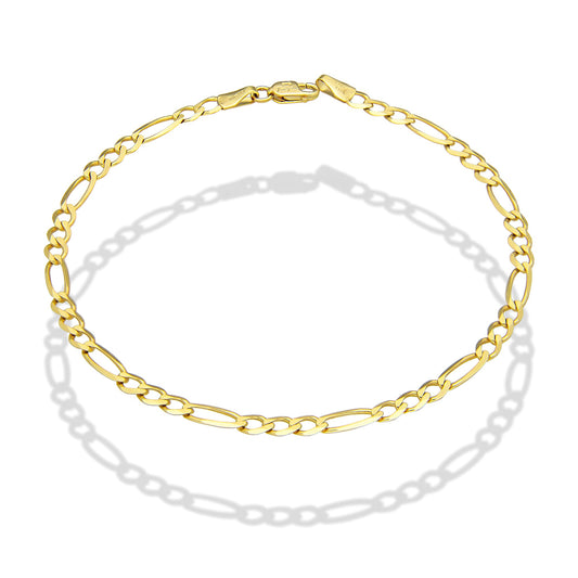 MR10PC043 Pulsera Para Caballero Oro Sólido 10K Mod Figaro 3*1 Lisa 3 mm x 21 cm