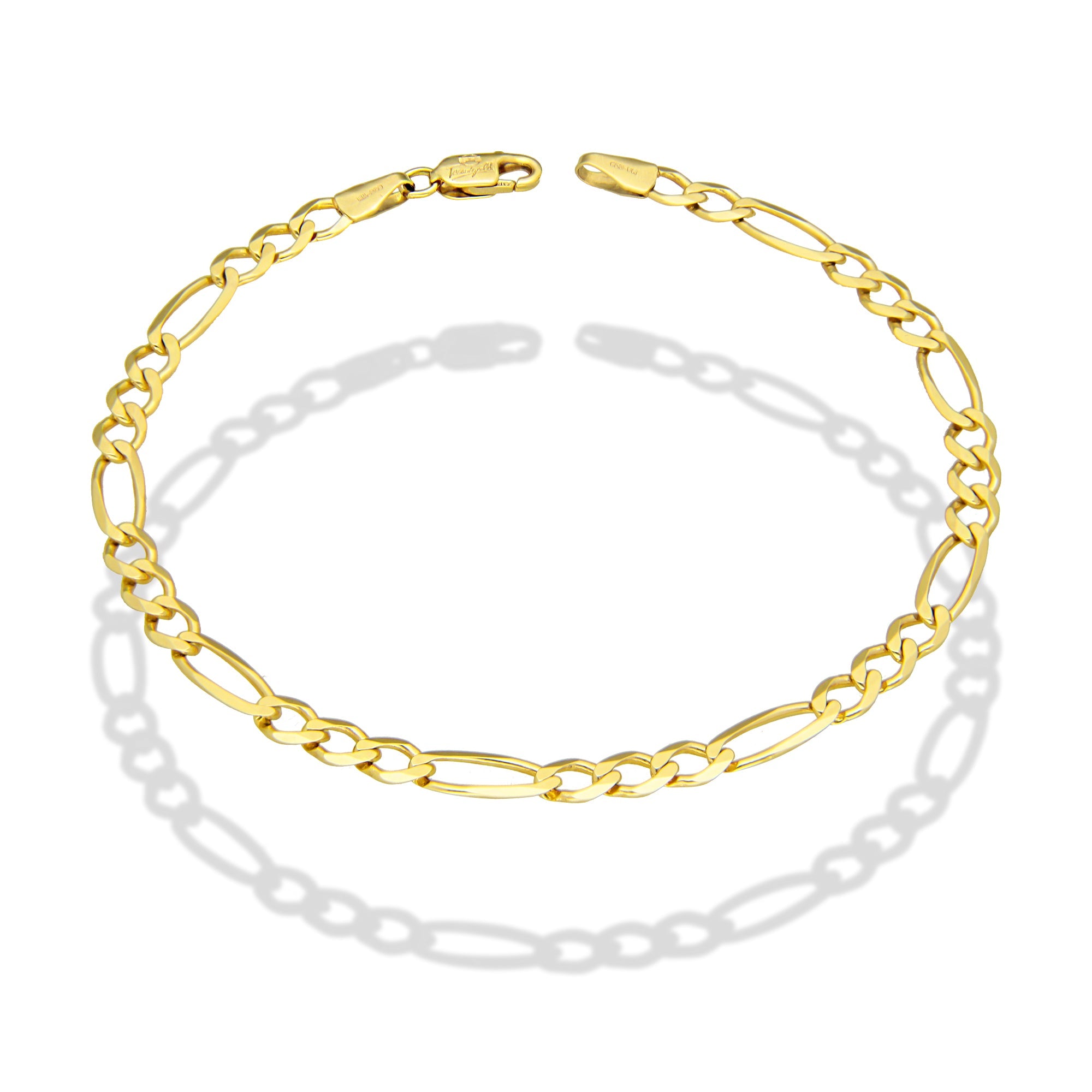 MR10PC044 Pulsera Para Caballero Oro Sólido 10K Mod Figaro 3*1 Lisa 4 mm x 21 cm
