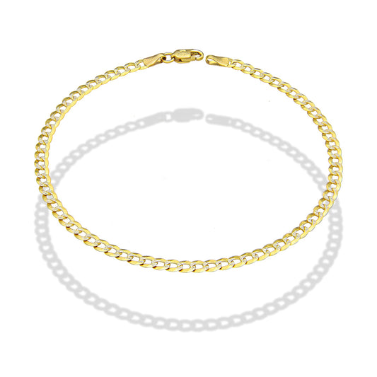 MR10PC045 Pulsera Para Caballero Oro Sólido 10K Mod Cubana Americana Diamantada 3 mm x 21 cm