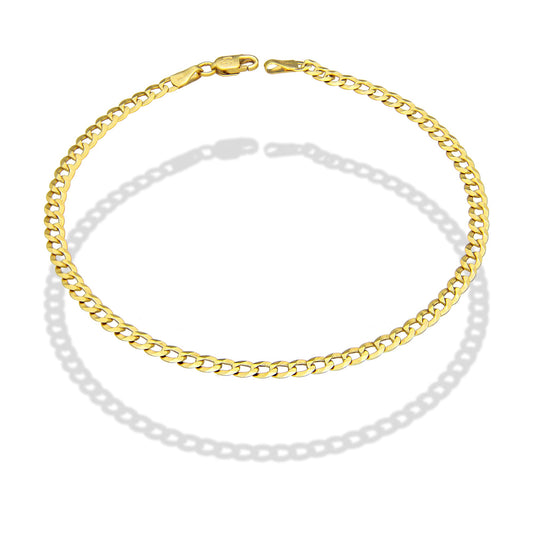 MR10PC046 Pulsera Para Caballero Oro Sólido 10K Mod Cubana Americana Lisa 3 mm x 21 cm
