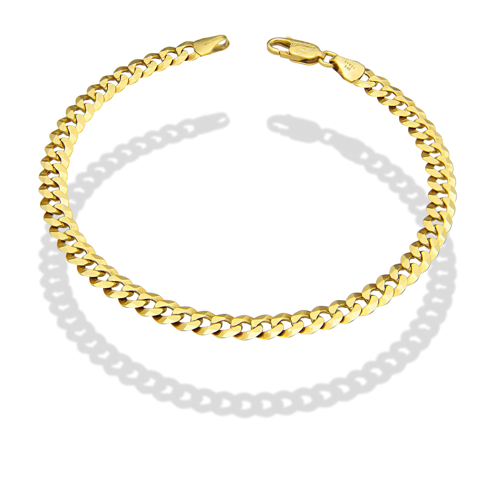 MR10PC048 Pulsera Para Caballero Oro Sólido 10K Mod Cubana Americana Lisa 5 mm x 21 cm